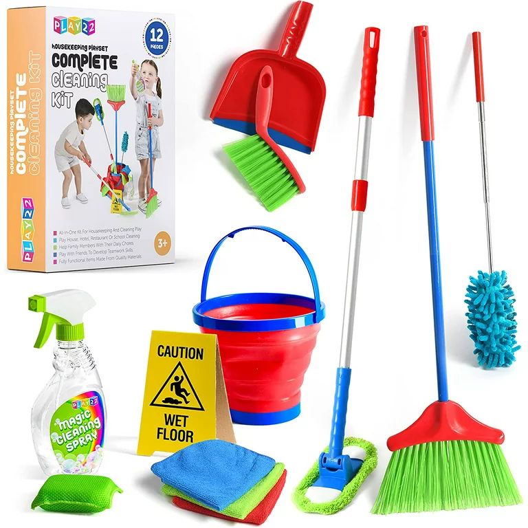 Play22 Kids Cleaning Set 12 Piece - Toy Cleaning Set Includes Broom, Mop, Brush, Dust Pan, Duster... | Walmart (US)