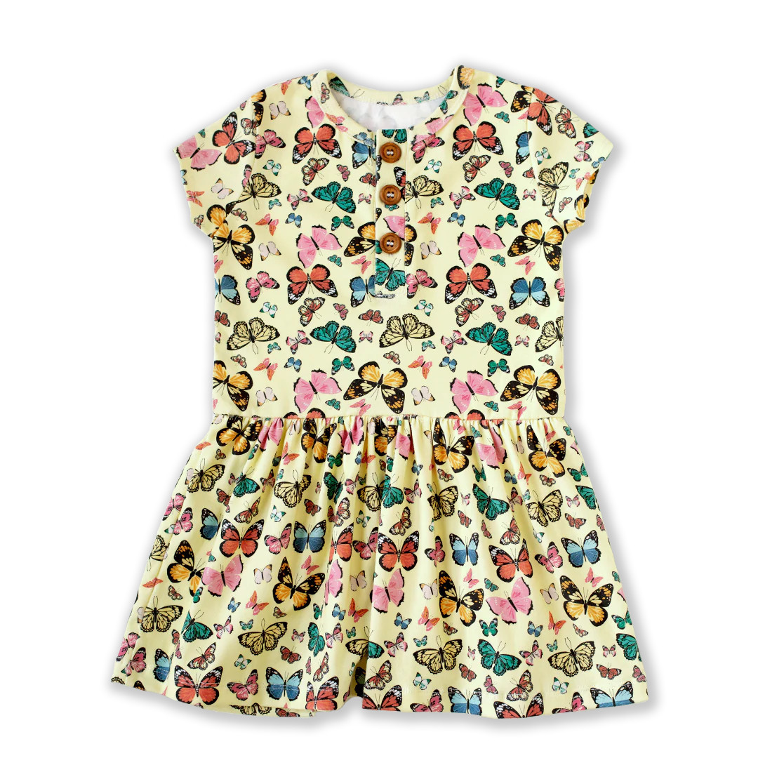 Butterfly Short Sleeve Peplum Dress | Little Road Co.