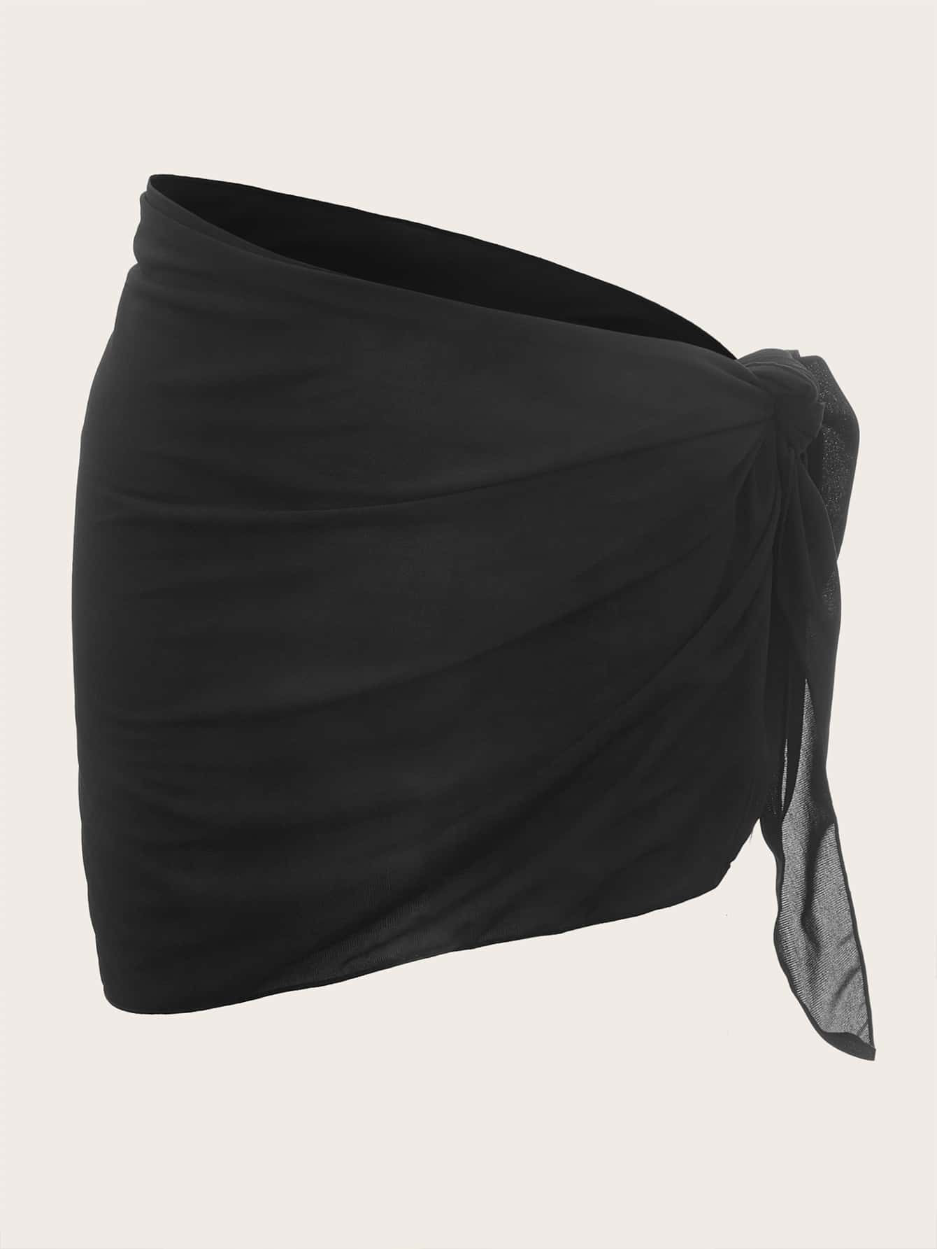 SHEIN Swim Summer Beach Solid Tie Side Cover Up Skirt | SHEIN