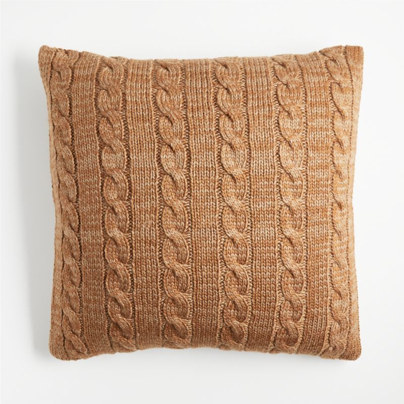 Maple Brown Wool Blend Cozy Cable Knit 23"x23" Throw Pillow Cover + Reviews | Crate & Barrel | Crate & Barrel