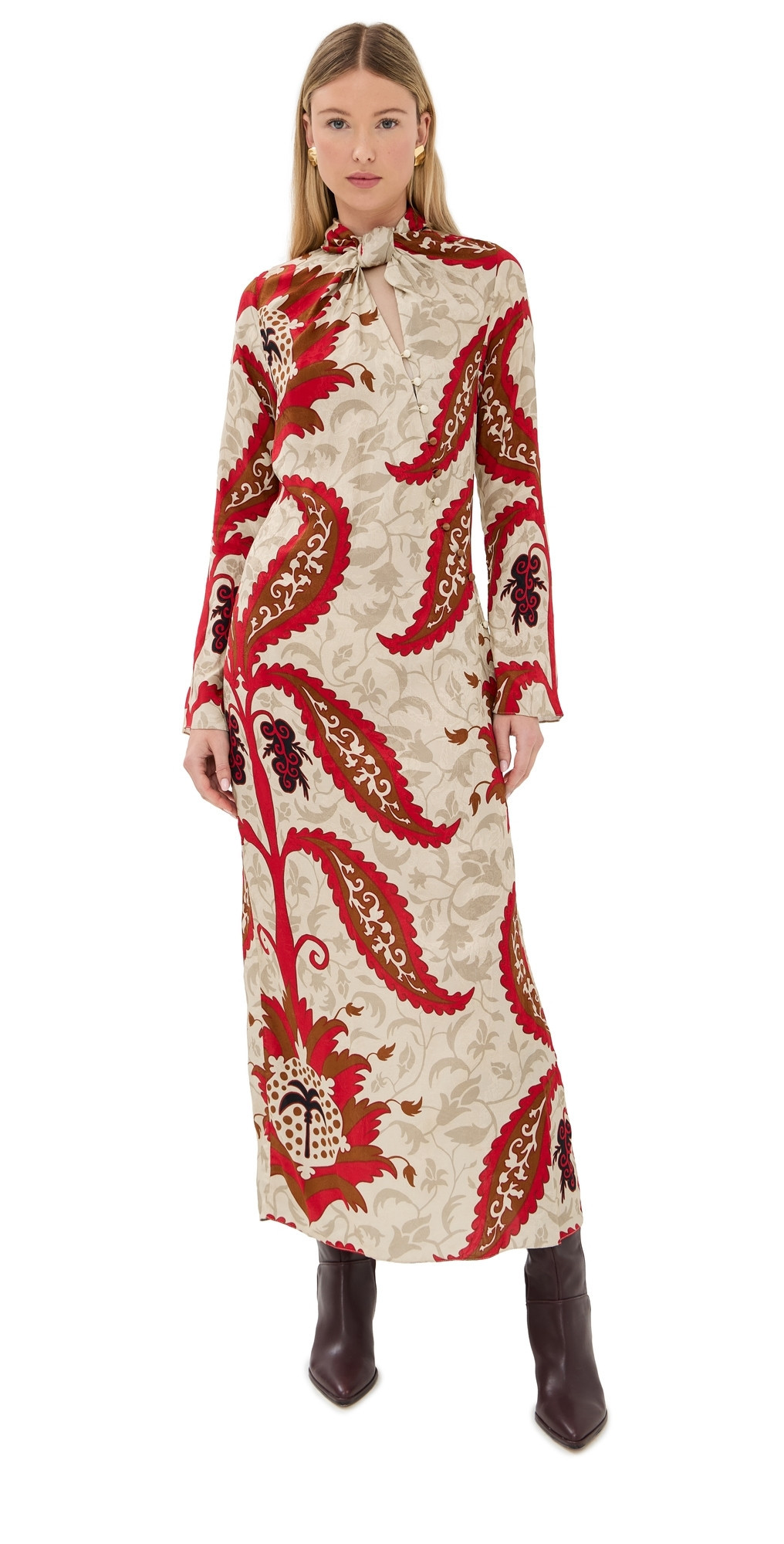 Johanna Ortiz Sand Esencia Femenina Midi Dress Sand/Red/Mocha/Black 6 | Shopbop