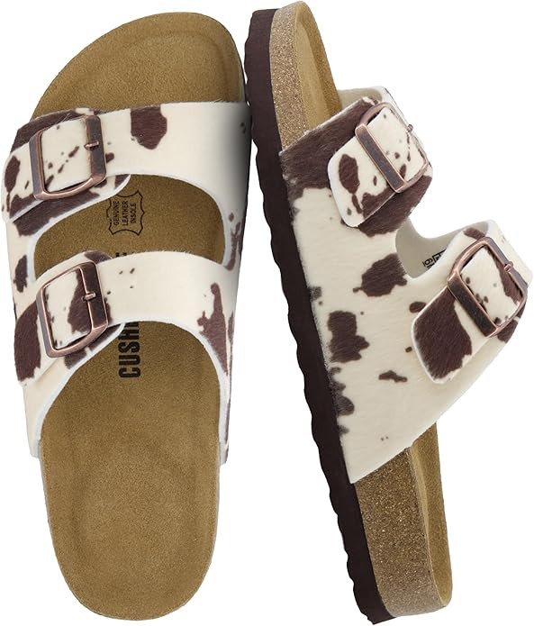 CUSHIONAIRE Lane Cork Footbed Sandals for Women – Comfortable Double Buckle Slip-On with Genuin... | Amazon (US)