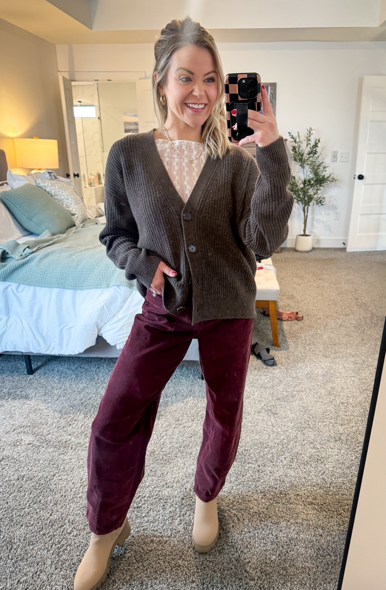Love this look together! The lace undershirt is so versatile and can be worn so many different ways - in my true size small 

Wearing true size 2 in corduroy pants 
True size small in quince cashmere cardigan - so soft and cozy 
Also love these Amazon Chelsea boots 

Affordable fashion / fall and winter fashion finds / petite 

#LTKPetite #LTKmomlife #LTKootd