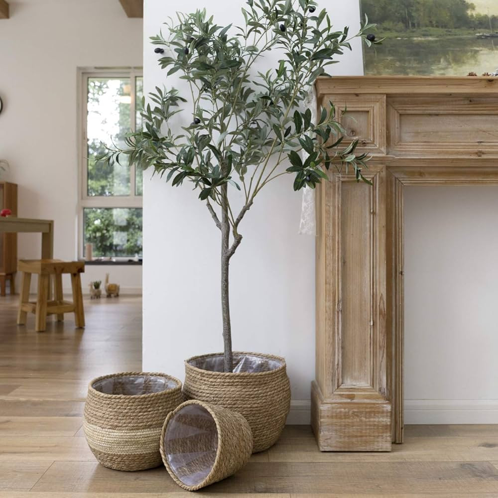 LA JOLIE MUSE Natural Seagrass Large Planter, Plant Pots Cover, Indoor Planters Flower Pots, 13.5... | Amazon (US)