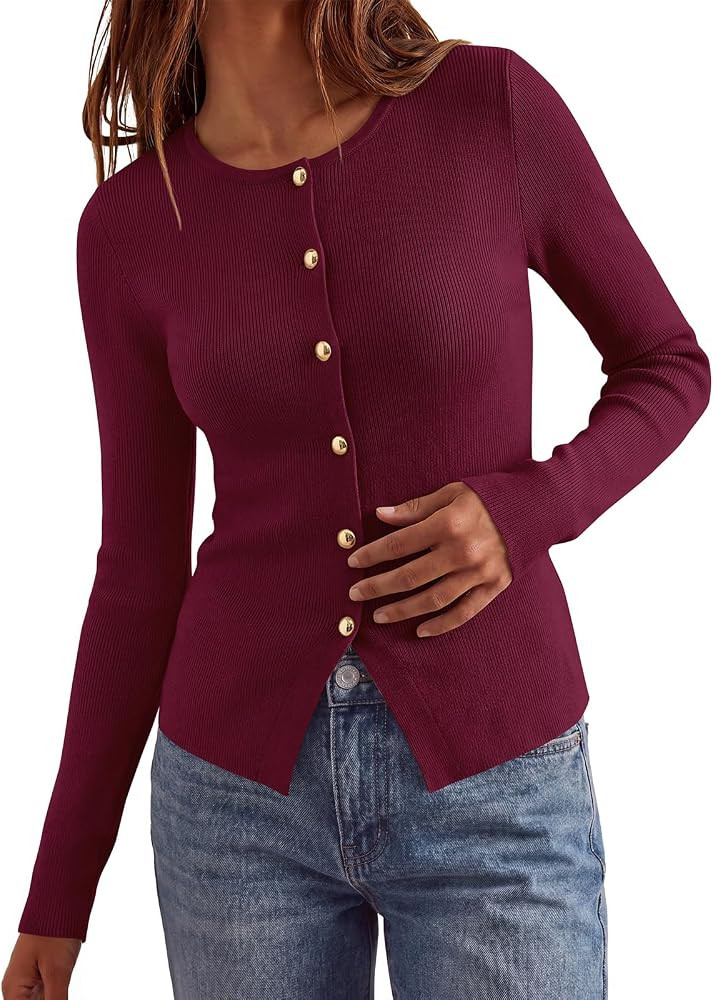 PRETTYGARDEN Long Sleeve Button Front Cardigan Sweaters for Women Fall Tops | Amazon (US)