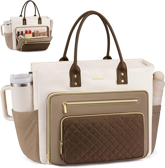 LOVEVOOK Teacher Tote Bag for Women Work, Laptop Bag With Large Cup Holder, Nurse Bags Profession... | Amazon (US)