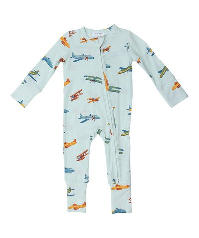 Blue & Green Airplanes Two-Way Zip-Up Playsuit - Newborn & Infant | Zulily