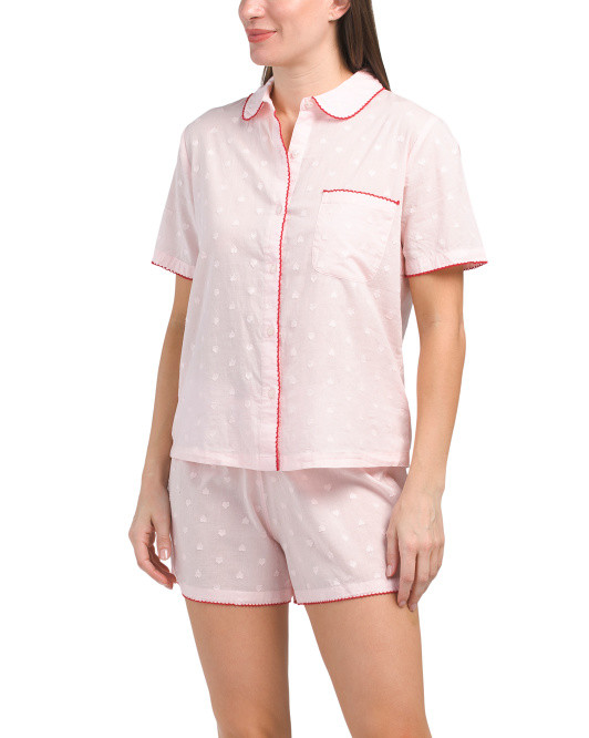 Textured Heart Shorts Sleep Set | TJ Maxx