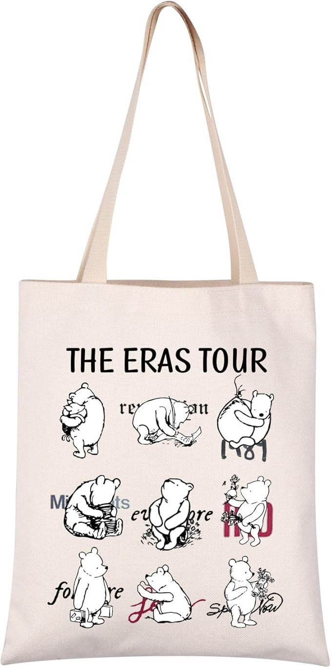 VAMSII P Bear Canvas Tote Bag Gift For Women P Lover Gift P Bear Shoulder Bag (E T P tote) | Amazon (US)