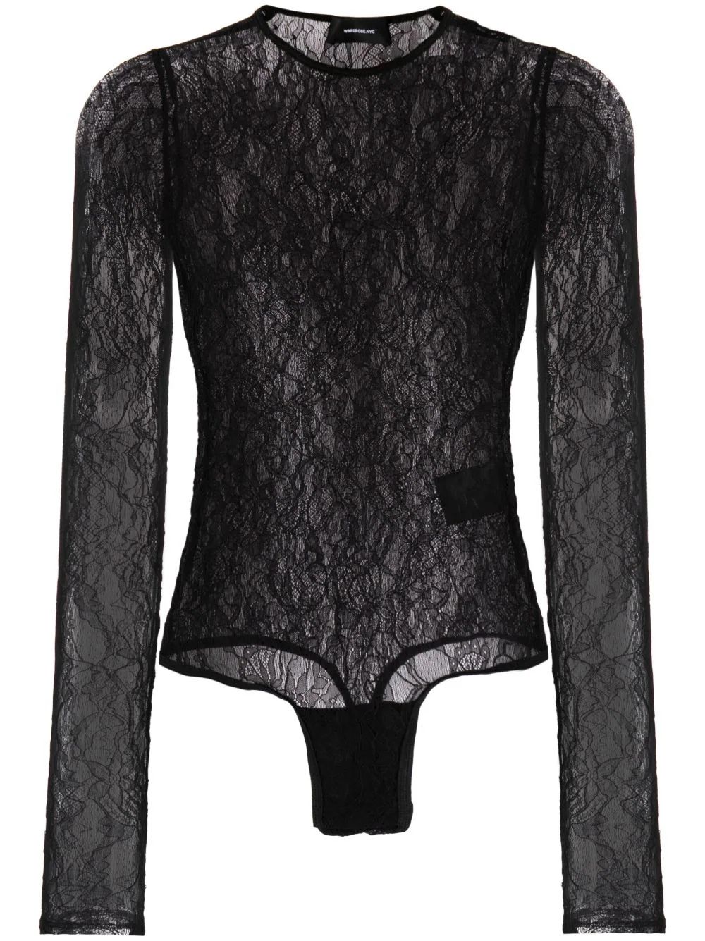 WARDROBE.NYC flower-pattern chantilly-lace Bodysuit - Farfetch | Farfetch Global