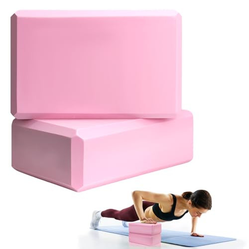 2 Pcs Yoga Blocks, 9"x6"x3" Foam Blocks Yoga Props for Pilates Stretching and Meditation Exercise Blocks Lightweight Yoga Essentials (Pink, normal) | Amazon (US)
