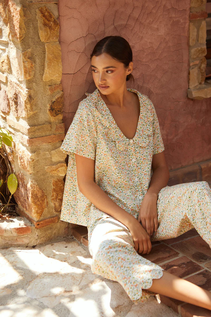 Penelope Sleep Set - Pants - Floret Green | Piyama