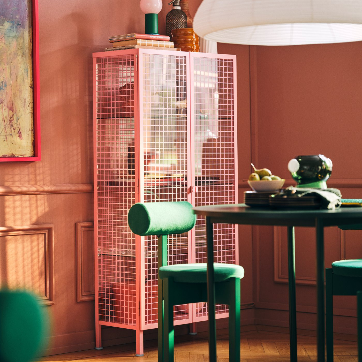 IKEA PS 2026 glass-door cabinet, light pink, 28 1/2x14 1/8x63 1/8 | IKEA US