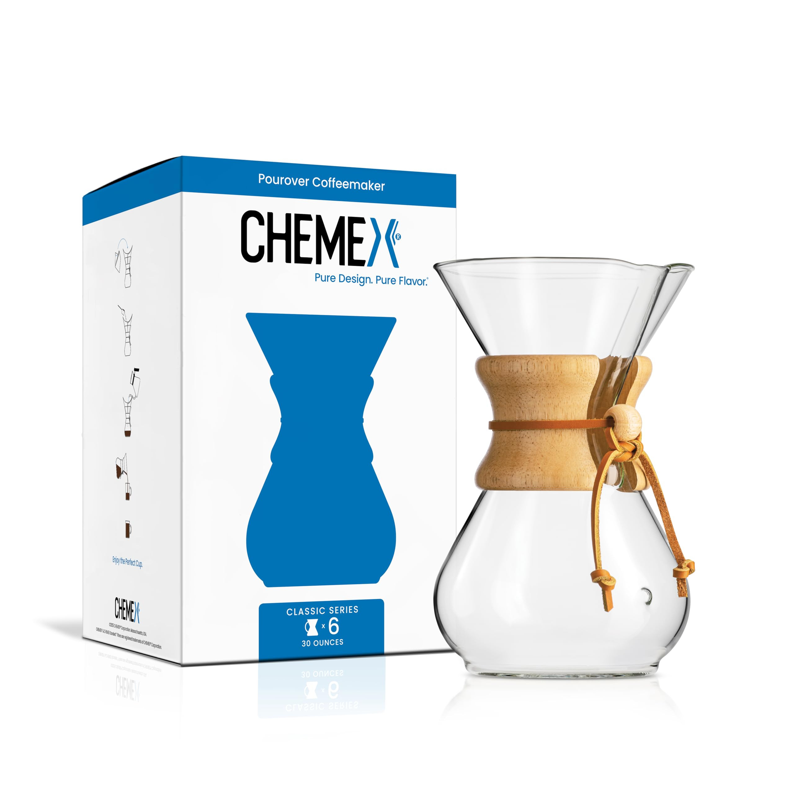 Chemex Pour-Over Glass Coffeemaker - Classic Series - 6-Cup - Exclusive Packaging | Amazon (US)