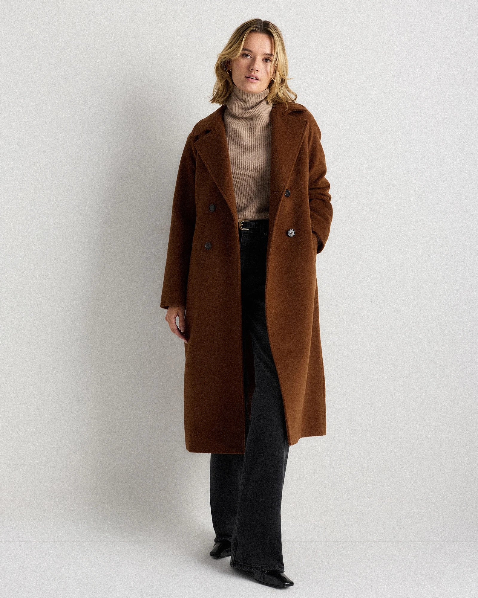 Camel Hair Double-Breasted Long Wrap Coat | Quince