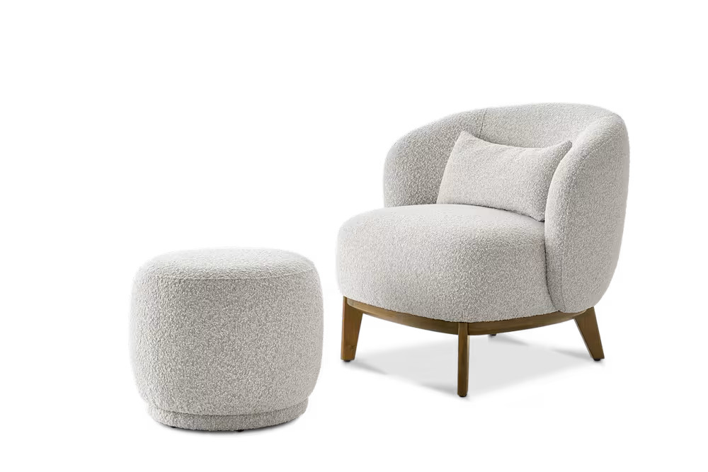 Avery Performance Bouclé Armchair with Ottoman | Castlery US | Castlery US