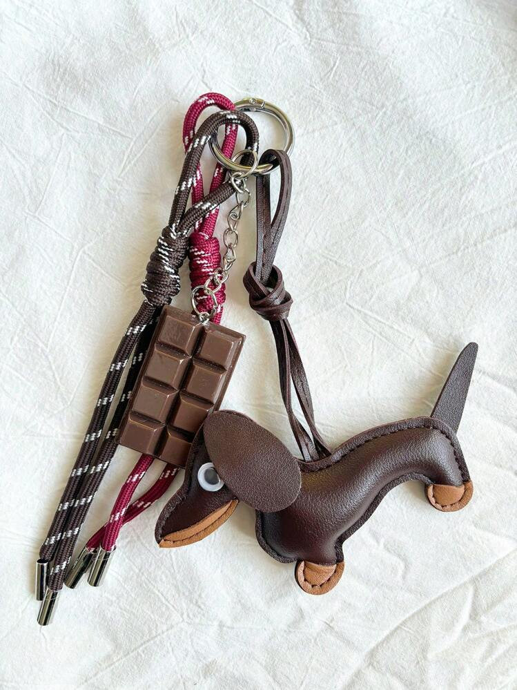 INS Influencer Dachshund Dog Chocolate Niche Personality Baseball Key Chain Bag Charm Woven Hanging Lanyard Accessories I Love My Boyfriend Crochet Christmas Gifts Gift Thanksgiving Y2K | SHEIN