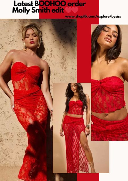 Our latest order of Boohoo.. we totally love this red lace edit of Molly Smith the lovely girl of Love Island Uk❤️❤️
.
Boohoo, lace dress, lace top, lace skirt, party wear, summer skirt, dress, bySiss faves 

#LTKfindsunder100 #LTKFestival #LTKfindsunder50