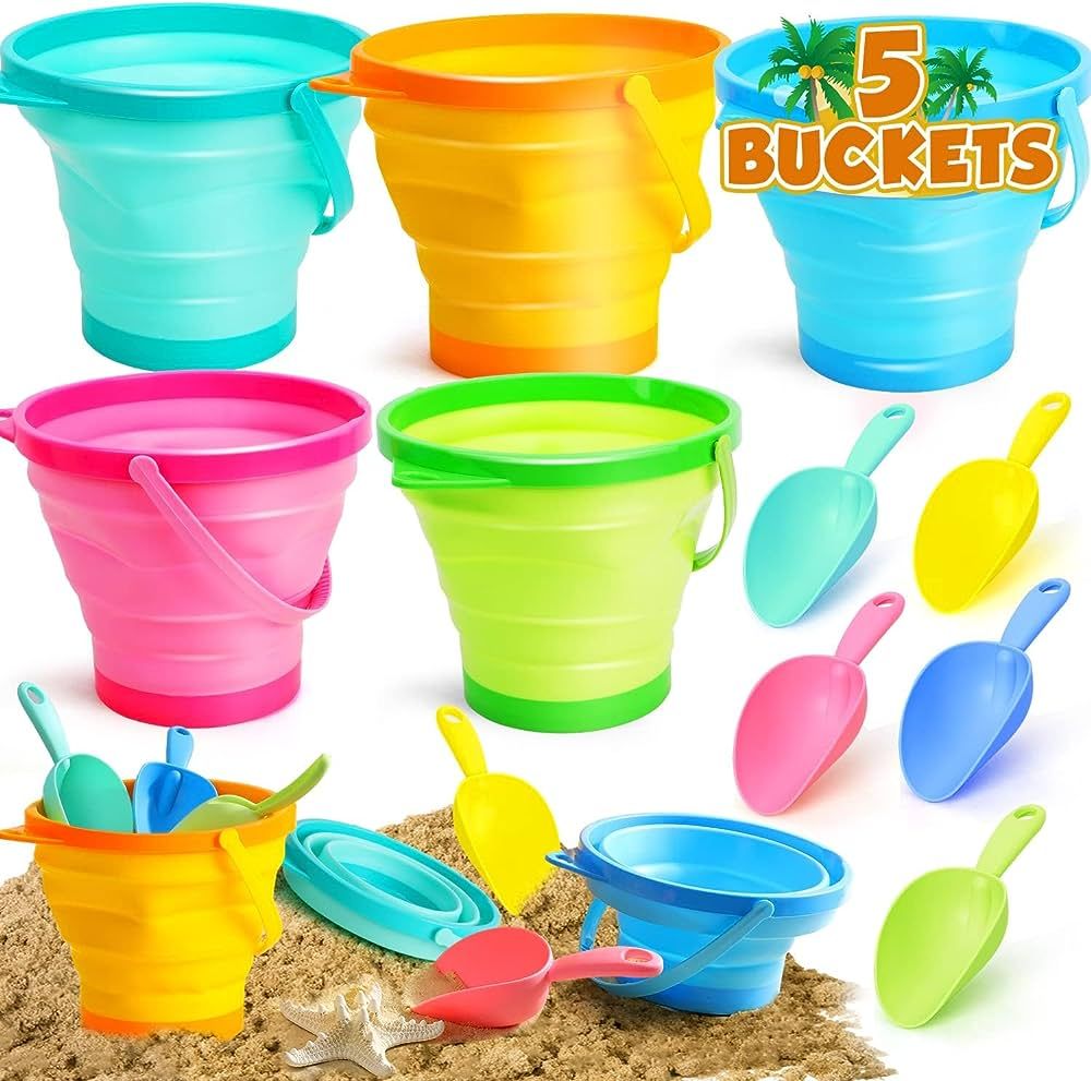 TOY Life Beach Toys for Kids 3-10 Collapsible Beach Bucket for Kids with Shovels Sand Toys for To... | Amazon (US)