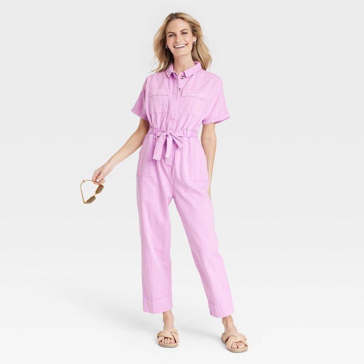 Women's Short Sleeve Button-Front Boilersuit - Universal Thread™ | Target