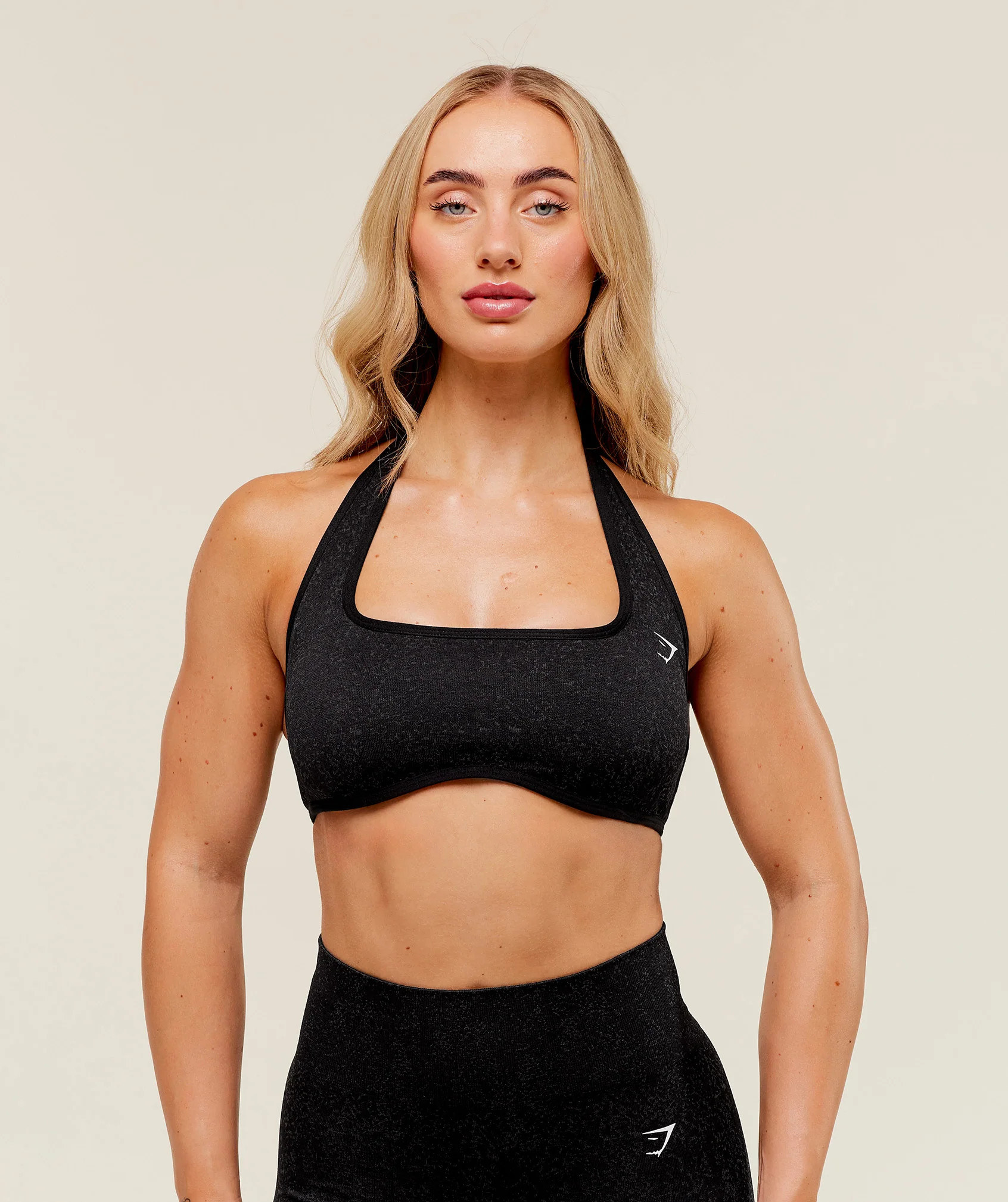Gymshark Adapt Fleck x Whitney Halterneck Sports Bra - Black | Gymshark US