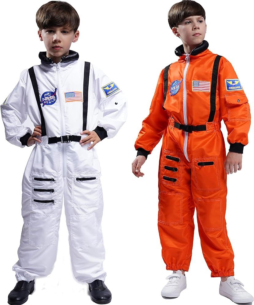 Maxim Party Supplies Kids Astronaut Costume Space Suit Onesie with Embroidered Patches and Pocket... | Amazon (US)