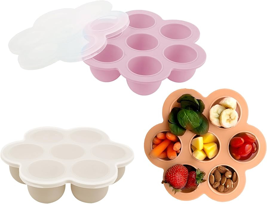 WAJIAYON Baby Food Storage Container, Silicone Baby Food Freezer Tray with Lid,Silicone Baby Frui... | Amazon (US)