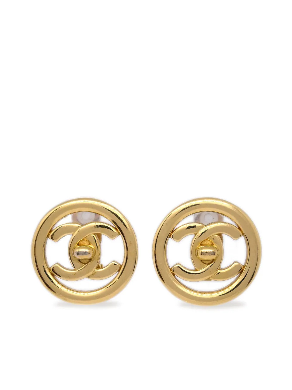 CHANEL Pre-Owned 1997 CC turn-lock clip-on earrings - Gold | Farfetch Global