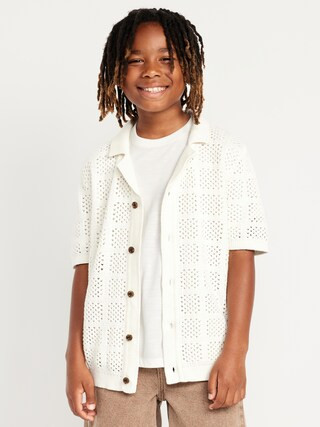 Short-Sleeve Crochet-Knit Shirt for Boys | Old Navy (CA)
