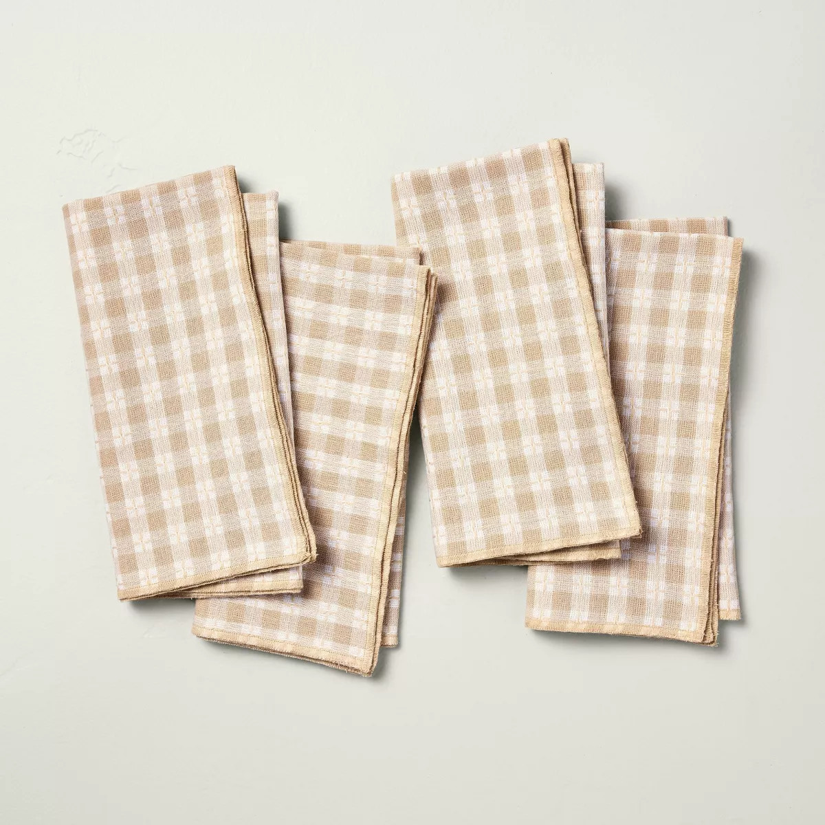 4pk Textured Gingham Cloth Napkins Beige/Cream - Hearth & Hand™ with Magnolia | Target