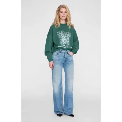 ANINE BING Miles Sweatshirt Leo Muse in Deep Emerald at Nordstrom, Size Medium | Nordstrom