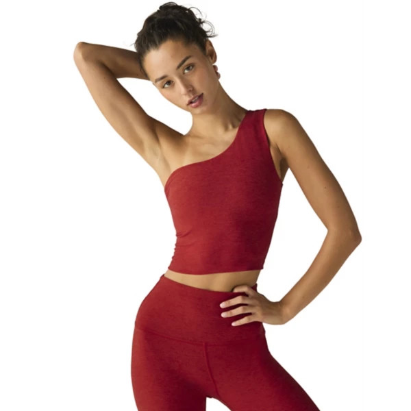 Women's Beyond Yoga Bold Shoulder One Shoulder Tank Top XSmall Ruby Red Heather | Scheels
