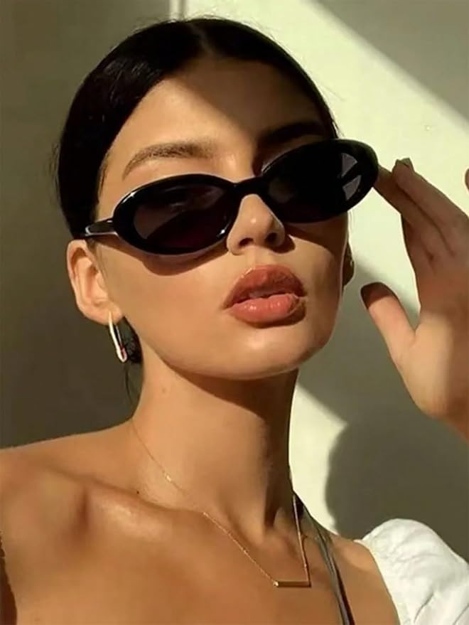 1pc Oval Shaped Women's Fashion Sunglasses, New Tiny Y2K Style Frames For Summer Beach Vacation | Amazon (US)