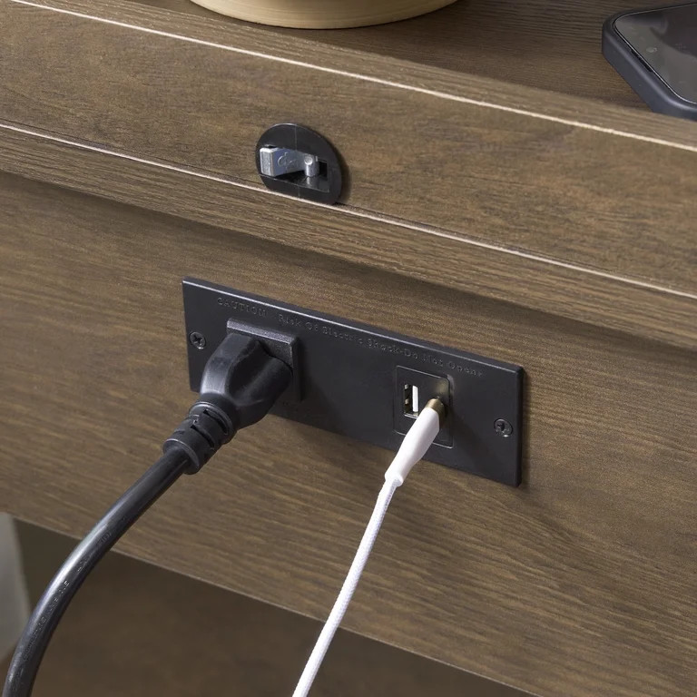 My Texas House Hartwell 1-Drawer Nightstand with USB and Outlet, Heritage Oak Finish | Walmart (US)