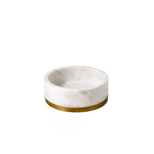 Serene Spaces Living White Marble Bowl with Brass Ring, Decorative Multi-Purpose Bowl- Use as Cen... | Walmart (US)