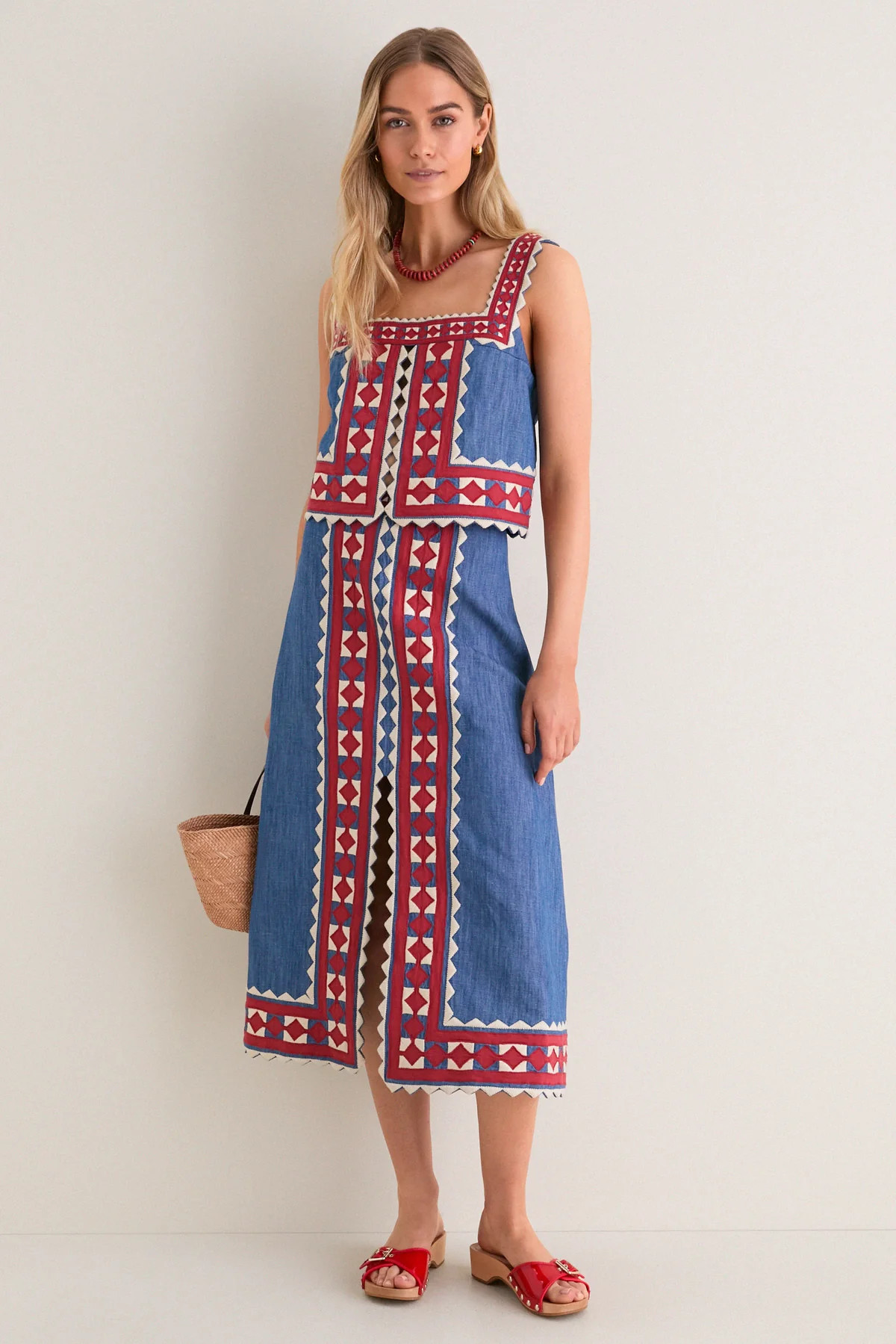 Multi Stina Chambray Sleeveless Top | Tuckernuck (US)