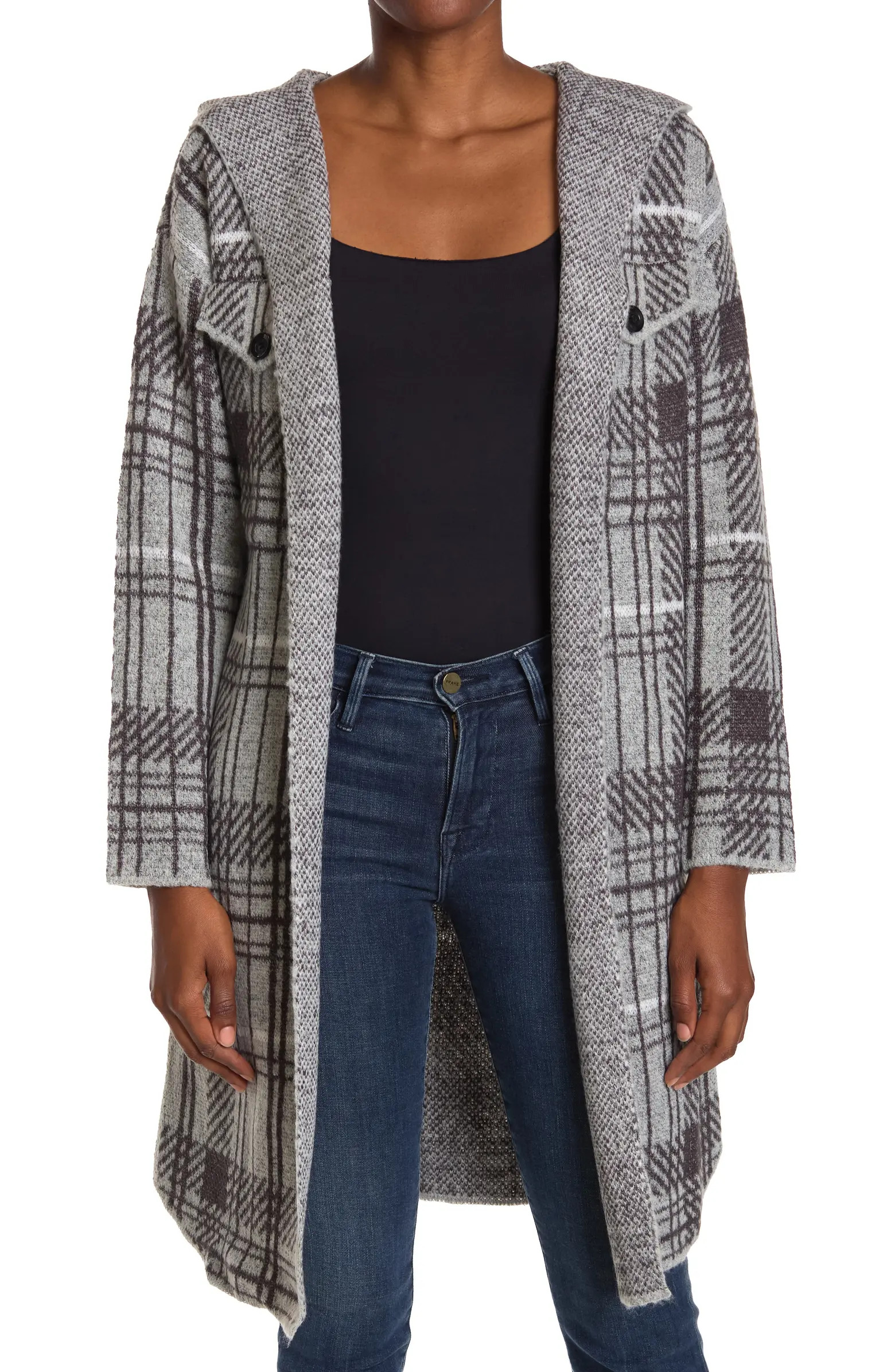 Plaid Hooded Sweater Jacket | Nordstrom Rack