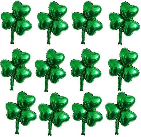 12 PCS Shamrock Foil Balloons Clover Balloon 19 inch for St. Patrick's Day Party Birthday Party Baby | Amazon (US)