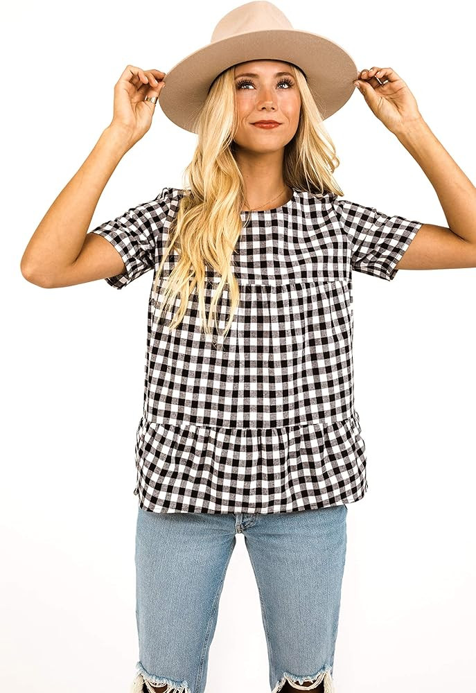 Roolee - Sadie Gingham Top, Trendy Blouses, Gingham Tops for Women | Amazon (US)