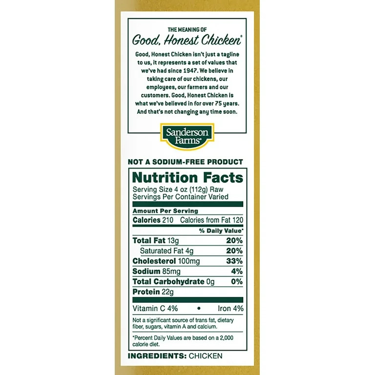 Sanderson Farms Fresh Chicken Thighs, 22g Protein, 4oz 112g, 1.6 - 3 lb | Walmart (US)