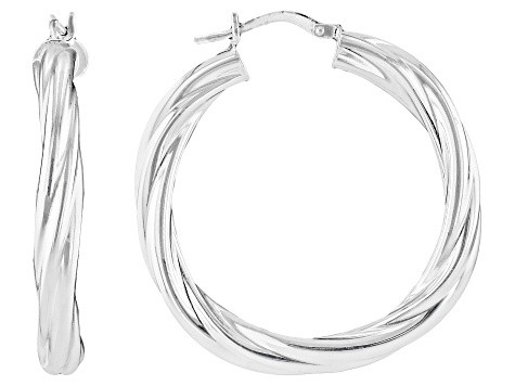 Sterling Silver Twist Hoop Earrings - DOM789 | JTV Jewelry