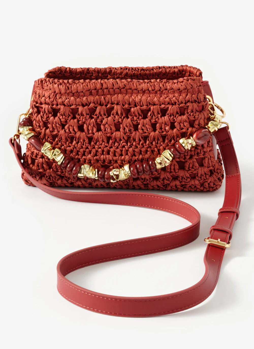 Sara Red Woven Crossbody Bag | Mint Velvet