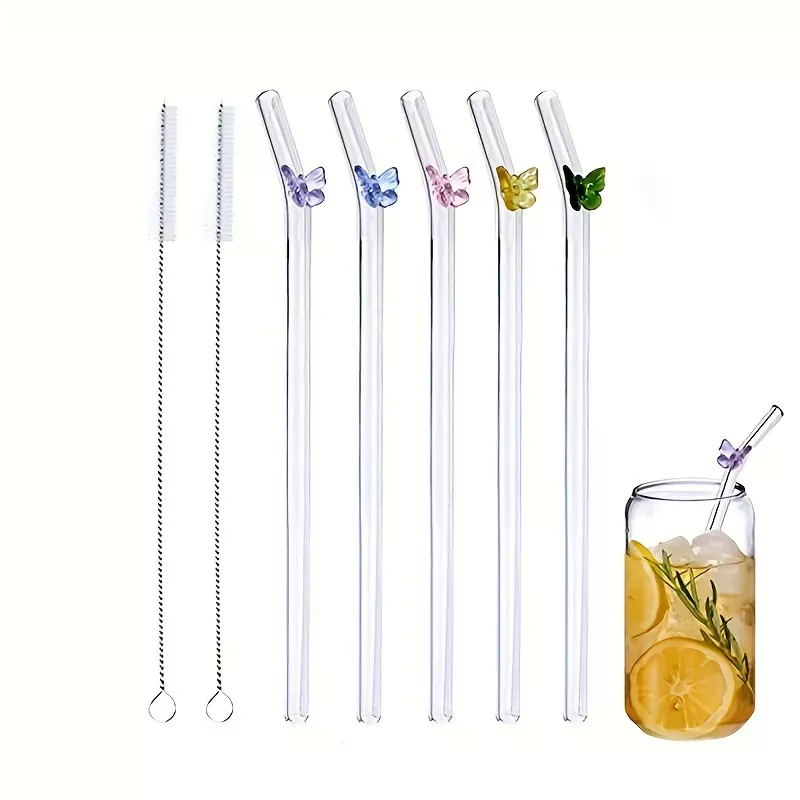 Straw Reusable Glass Straws Glass Drinking Straws With - Temu