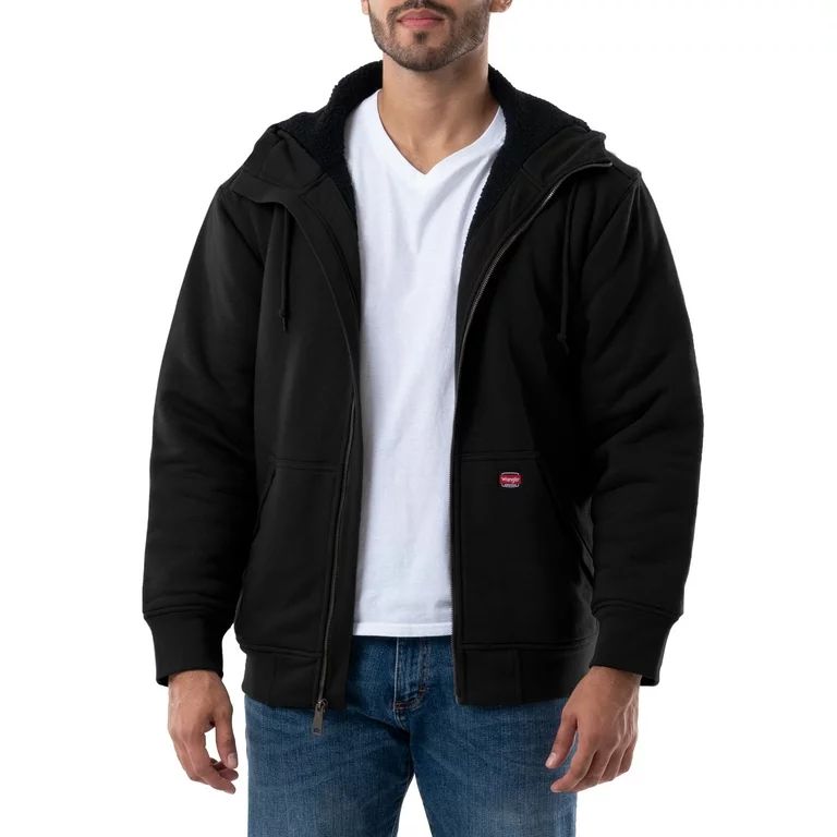 Wrangler Men's Long Sleeve Full Zip Fleece Hoodie, Sizes S-5XL | Walmart (US)