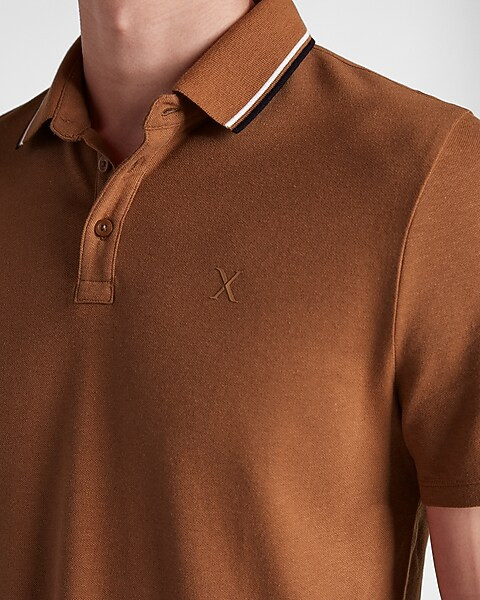 Tipped Collar Luxe Pique Polo | Express