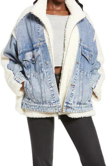 Faux Shearling & Denim Trucker Jacket | Nordstrom