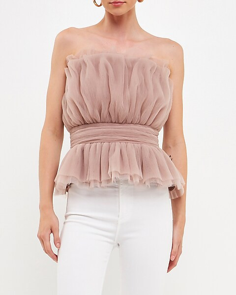 Endless Rose Strapless Tulle Banded Top | Express