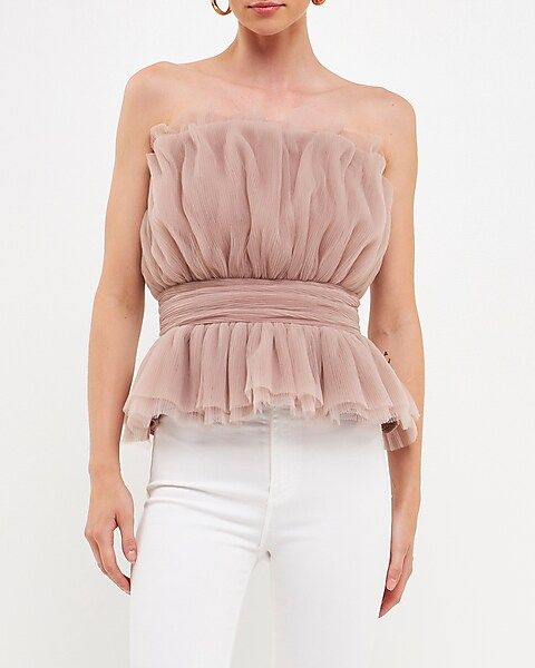 Endless Rose Strapless Tulle Banded Top | Express