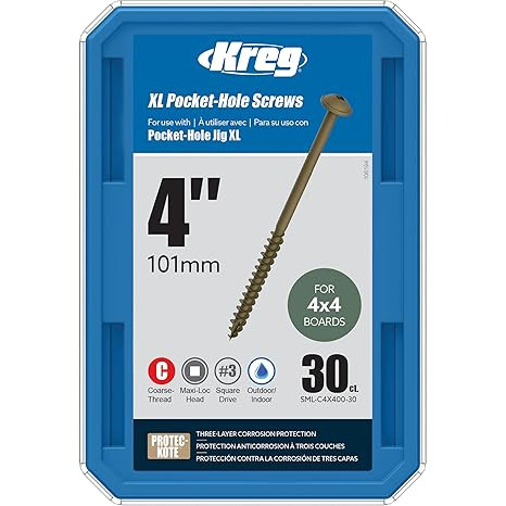 Kreg SML-C4X400-30 XL Pocket-Hole Screws 4", (30 Count) | Amazon (US)