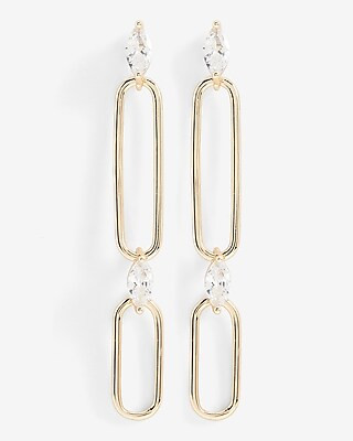Cubic Zirconia Paperclip Drop Earrings | Express